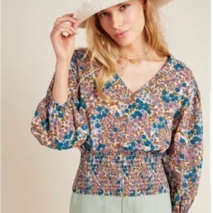 Maeve Odette Smocked Blouse S from Anthropologie